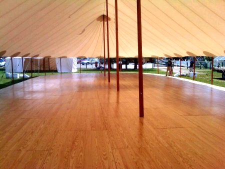 hardwood floor under tent