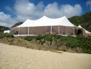 tented event on a private beach