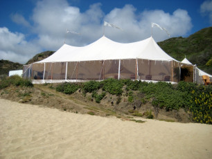 tented event on a private beach